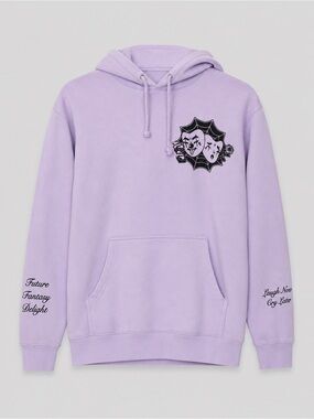 Future Fantasy Delight Lavender Graphic Hoodie Small Spider Web Goth Streetwea